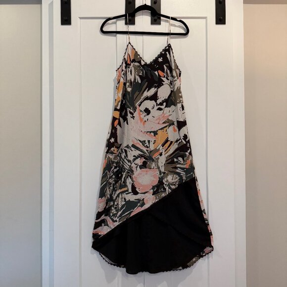 Club Monaco Kittrick Silk Slip Dress Women’s 2 Floral Print Midi Asymmetrical - Picture 2 of 14
